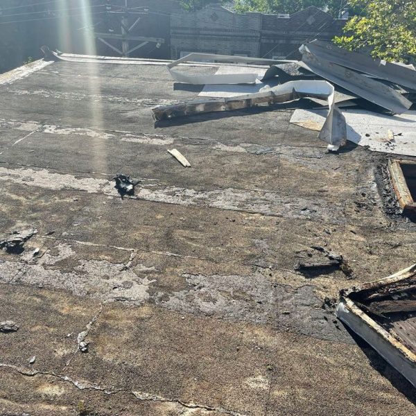 damaged old flat roof